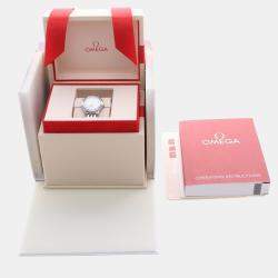 Pre Owned Omega De Ville Prestige 424.10.27 Quartz White Diamonds Stainless Steel Women's Wristwatch 27mm