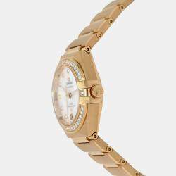 Pre Owned Omega Constellation 131.55.29.20.55.002 Automatic White diamonds 18k gold Women's Wristwatch 29 mm