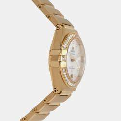 Pre Owned Omega Constellation 131.55.29.20.55.002 Automatic White diamonds 18k gold Women's Wristwatch 29 mm