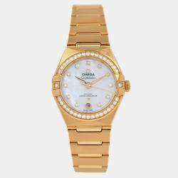 Pre Owned Omega Constellation 131.55.29.20.55.002 Automatic White diamonds 18k gold Women's Wristwatch 29 mm