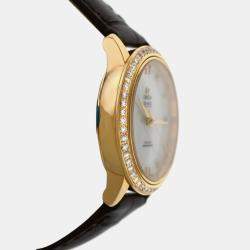 Pre Owned Omega De Ville Prestige 42458332055002 Automatic White diamonds 18k yellow gold Women's Wristwatch 33 mm