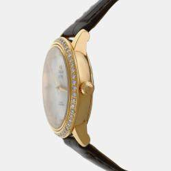 Pre Owned Omega De Ville Prestige 42458332055002 Automatic White diamonds 18k yellow gold Women's Wristwatch 33 mm