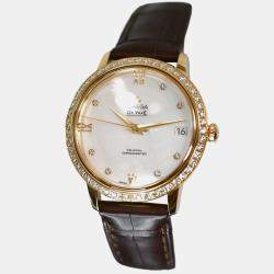 Pre Owned Omega De Ville Prestige 42458332055002 Automatic White diamonds 18k yellow gold Women's Wristwatch 33 mm