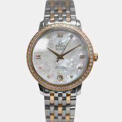 Pre Owned Omega Prestige 424.25.33.20.55.003 Automatic White diamonds 18k yellow gold stainless steel Women's Wristwatch 32.7 mm