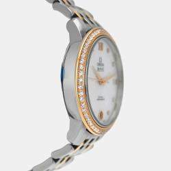 Pre Owned Omega Prestige 424.25.33.20.55.003 Automatic White diamonds 18k yellow gold stainless steel Women's Wristwatch 32.7 mm