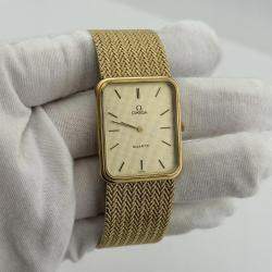 Pre Owned Omega De Ville Quartz 14K Yellow Gold Women's Wristwatch 23 mm