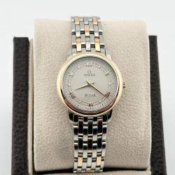 Pre Owned Omega De Ville Prestige 424.20.27.60.52.003 Quartz Silver Dial 18K Rose Gold Stainless Steel Diamond Women's Wristwatch 27 mm