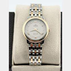 Pre Owned Omega De Ville Prestige 424.20.27.60.52.003 Quartz Silver Dial 18K Rose Gold Stainless Steel Diamond Women's Wristwatch 27 mm