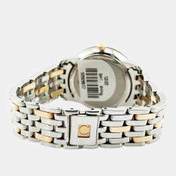 Pre Owned Omega De Ville Prestige 424.20.27.60.52.003 Quartz Silver Dial 18K Rose Gold Stainless Steel Diamond Women's Wristwatch 27 mm