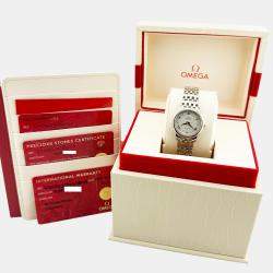 Pre Owned Omega De Ville Prestige 424.20.27.60.52.003 Quartz Silver Dial 18K Rose Gold Stainless Steel Diamond Women's Wristwatch 27 mm
