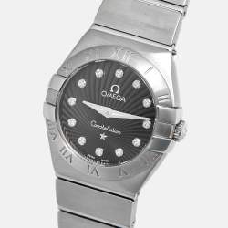 Pre Owned Omega Constellation 123.10.24.60.51.001 Black Dial Diamond Stainless Steel Women's Wristwatch 24 mm