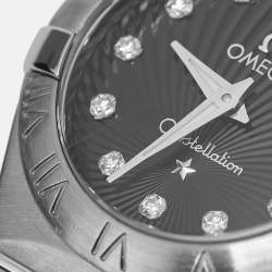 Pre Owned Omega Constellation 123.10.24.60.51.001 Black Dial Diamond Stainless Steel Women's Wristwatch 24 mm