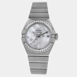 Pre Owned Omega Constellation 123.15.27.20.05.001 Automatic Diamonds MOP Stainless Steel Women's Wristwatch 27 mm