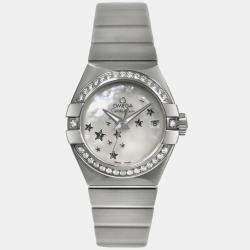 Pre Owned Omega Constellation 123.15.27.20.05.001 Automatic Diamonds MOP Stainless Steel Women's Wristwatch 27 mm