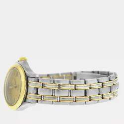 Pre Owned Omega Seamaster 2371.10 Quartz White Dial Stainless Steel 18K Yellow Gold Women's Wristwatch 26 mm