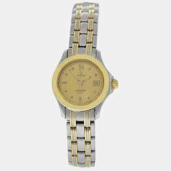 Pre Owned Omega Seamaster 2371.10 Quartz White Dial Stainless Steel 18K Yellow Gold Women's Wristwatch 26 mm