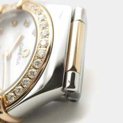 مملوكة مسبقًا Omega Constellation 1368.79 Quartz White 18k Rose Gold Stainless Steel Women's Wristwatch 23 mm