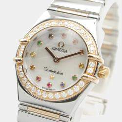 مملوكة مسبقًا Omega Constellation 1368.79 Quartz White 18k Rose Gold Stainless Steel Women's Wristwatch 23 mm