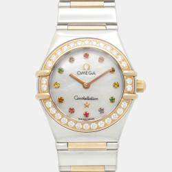 مملوكة مسبقًا Omega Constellation 1368.79 Quartz White 18k Rose Gold Stainless Steel Women's Wristwatch 23 mm