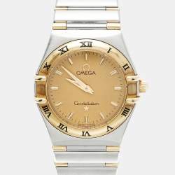 مملوكة مسبقًا Omega Constellation 1372.10.00 Champagne Dial 18k Yellow Gold And Stainless Steel Quartz Women's Wristwatch 25.50 mm