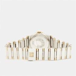 مملوكة مسبقًا Omega Constellation 1362.15.00 Champagne Dial Diamond 18K Yellow Gold Stainless Steel Women's Wristwatch 22.50 mm