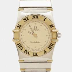 Pre Owned Omega Vintage Constellation 795.1080 Champagne Dial 18K Yellow Gold Stainless Steel Women's Wristwatch 22.50 mm