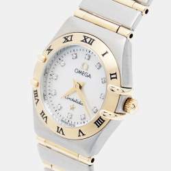 مملوكة مسبقًا Omega Constellation 1262.75.00 Mother Of Pearl Diamond 18K Yellow Gold Stainless Steel Women's Wristwatch 22.5 mm