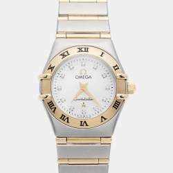 مملوكة مسبقًا Omega Constellation 1262.75.00 Mother Of Pearl Diamond 18K Yellow Gold Stainless Steel Women's Wristwatch 22.5 mm