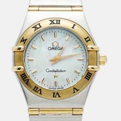 مملوكة مسبقًا ساعة يد نسائية أوميغا كونستليشن 795.1203 كوارتز صدف 18 قيراط ذهب أصفر ستانلس ستيل 22 مم