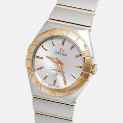Pre Owned Omega Constellation 123 20 27 60 02 002 Silver Dial 18K Yellow Gold Stainless Steel Women's Wristwatch 27 mm