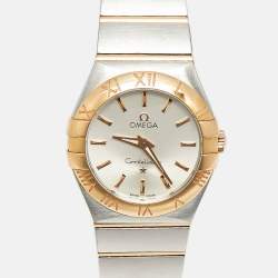 Pre Owned Omega Constellation 123 20 27 60 02 002 Silver Dial 18K Yellow Gold Stainless Steel Women's Wristwatch 27 mm