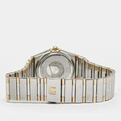 Pre Owned Omega Constellation 795.1202 Silver White Dial 18k Yellow Gold Stainless Steel Women's Wristwatch 25 mm