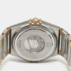 Pre Owned Omega Constellation 795.1202 Silver White Dial 18k Yellow Gold Stainless Steel Women's Wristwatch 25 mm