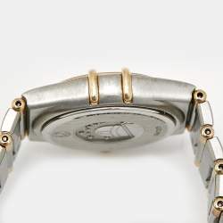 Pre Owned Omega Constellation 795.1202 Silver White Dial 18k Yellow Gold Stainless Steel Women's Wristwatch 25 mm