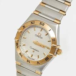 Pre Owned Omega Constellation 795.1202 Silver White Dial 18k Yellow Gold Stainless Steel Women's Wristwatch 25 mm
