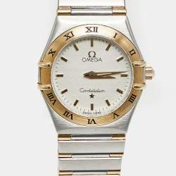 Pre Owned Omega Constellation 795.1202 Silver White Dial 18k Yellow Gold Stainless Steel Women's Wristwatch 25 mm