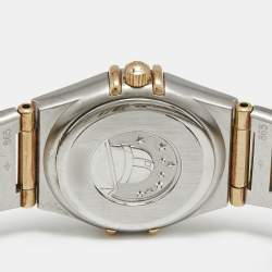 Pre Owned Omega Constellation 795.1203 Champagne Dial 18k Yellow Gold Stainless Steel Women's Wristwatch 22.50 mm