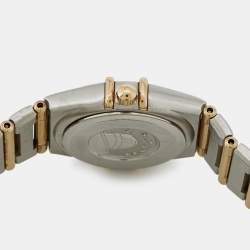 Pre Owned Omega Constellation 795.1203 Champagne Dial 18k Yellow Gold Stainless Steel Women's Wristwatch 22.50 mm