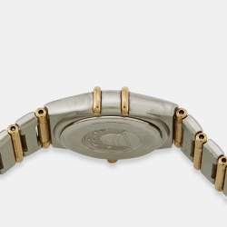 Pre Owned Omega Constellation 795.1203 Champagne Dial 18k Yellow Gold Stainless Steel Women's Wristwatch 22.50 mm