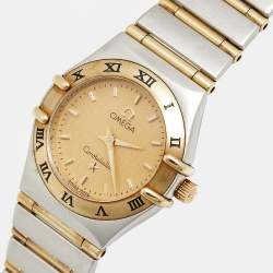 Pre Owned Omega Constellation 795.1203 Champagne Dial 18k Yellow Gold Stainless Steel Women's Wristwatch 22.50 mm