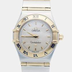 Pre Owned Omega Constellation 1262.70.00 Mother Of Pearl Dial 18k Yellow Gold Stainless Steel Women's Wristwatch 22.50 mm
