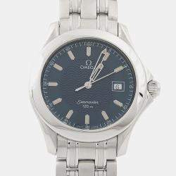 Pre Owned Omega Seamaster 2511.81 Blue Stainless Steel Quartz Women's Wristwatch 36.5mm