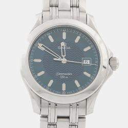 Pre Owned Omega Seamaster 2511.81 Blue Stainless Steel Quartz Women's Wristwatch 36.5mm