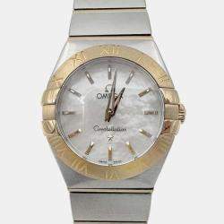 Pre Owned Omega Constellation 123.20.24.60.05.002 White 18K Yellow Gold, Stainless Steel, Mother of Pearl Quartz Women's Wristwatch 24mm