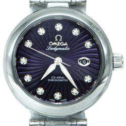 Omega Purple Stainless Steel Deville Ladymatic Diamond Women's Watch 34MM