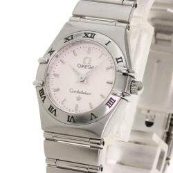 Pre Owned Omega White Stainless Steel Mini Constellation 1562.3 Women's Wristwatch 23 MM