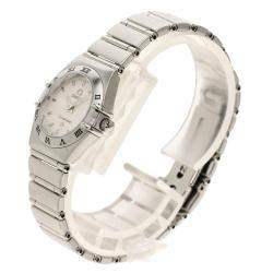 Pre Owned Omega White Stainless Steel Mini Constellation 1562.3 Women's Wristwatch 23 MM
