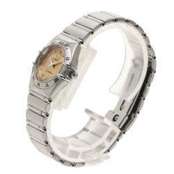 Pre Owned Omega Pink Stainless Steel Diamond Cindy Crawford Constellation 1564.65 Women's Wristwatch 23.5 mm