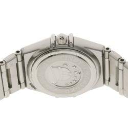 Pre Owned Omega Pink Stainless Steel Diamond Cindy Crawford Constellation 1564.65 Women's Wristwatch 23.5 mm