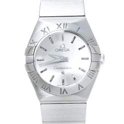 Omega Silver Stainless Steel Constellation 123.10.24.60.02.001 Women's Wristwatch 24 mm